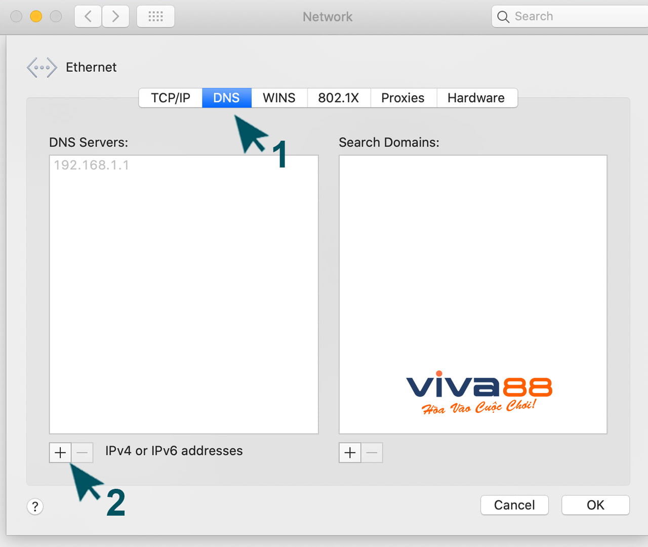 đổi DNS trên hệ điều hành MacOS bước 2