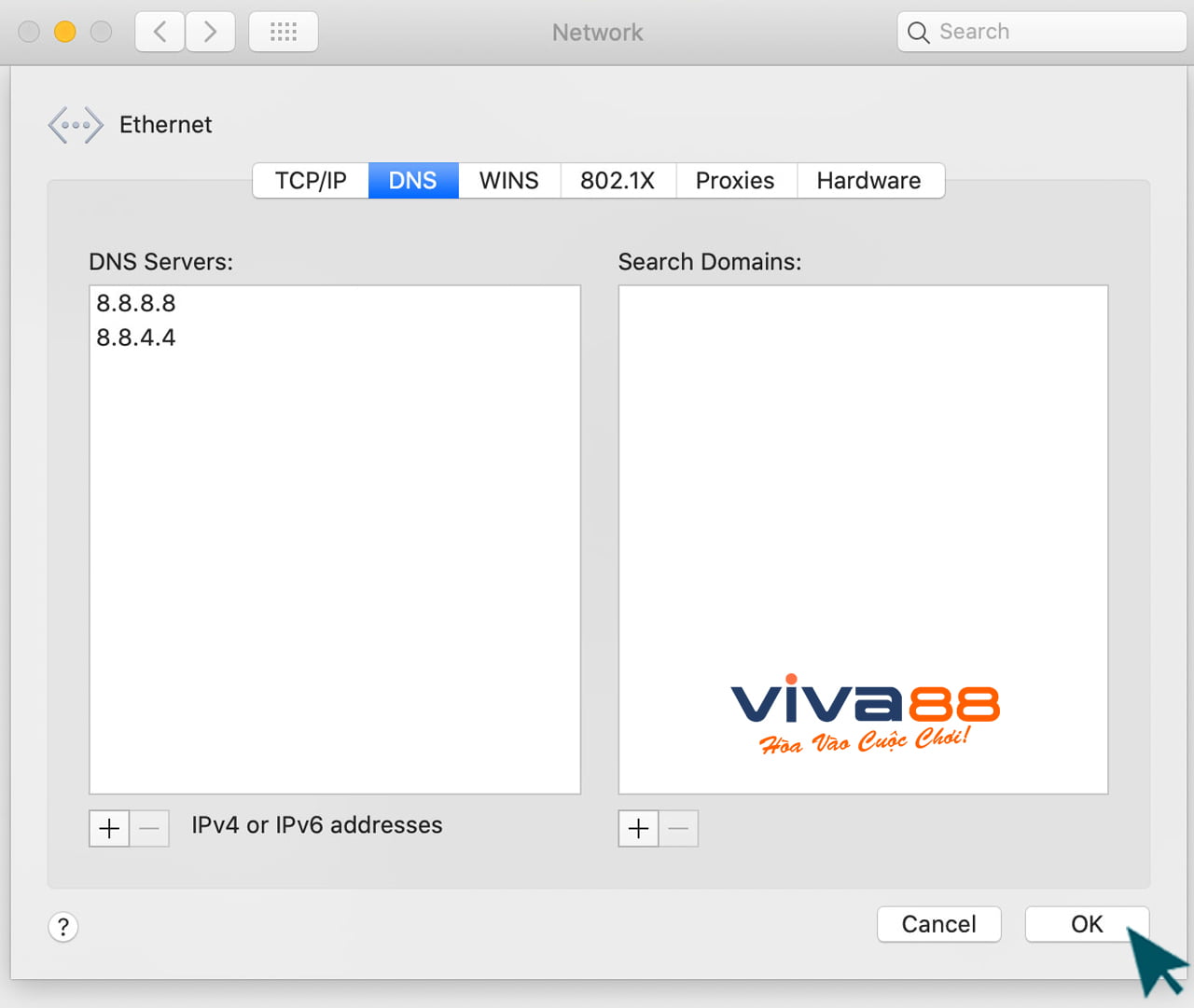 đổi DNS trên hệ điều hành MacOS bước 3